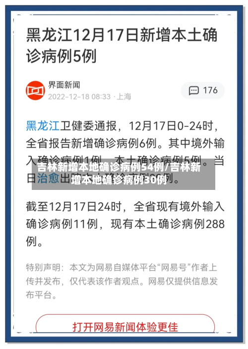 吉林新增本地确诊病例54例/吉林新增本地确诊病例30例
